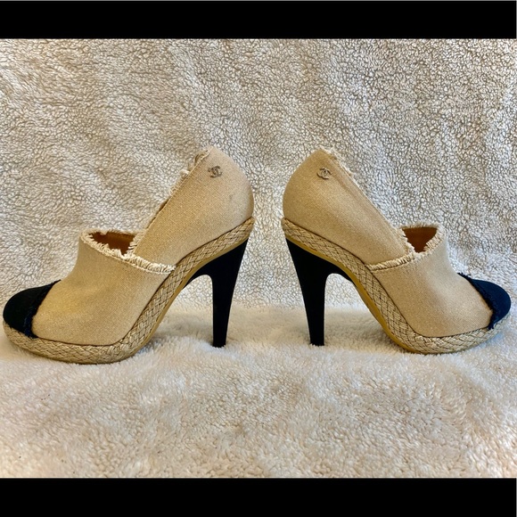 CHANEL Canvas Cap Toe Espadrille Booties (39.5) - Picture 9 of 14